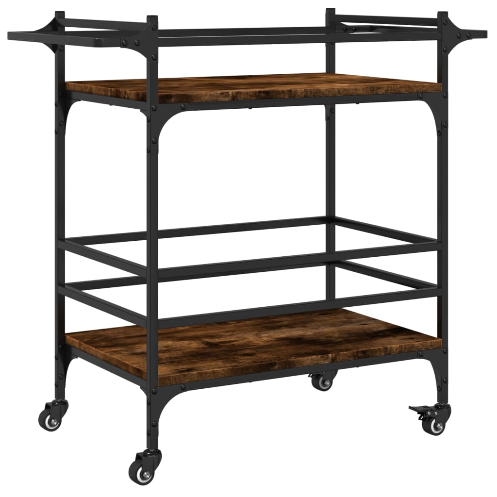 vidaXL Kitchen Trolley Black 32.3"x15.7"x30.9" Engineered Wood-8