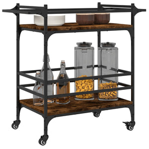 vidaXL Kitchen Trolley Black 32.3"x15.7"x30.9" Engineered Wood-12