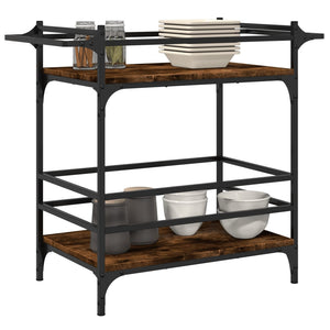 vidaXL Kitchen Trolley Black 32.3"x15.7"x30.9" Engineered Wood-13