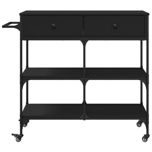 vidaXL Kitchen Trolley Black 41.3"x16.5"x37.4" Engineered Wood-14