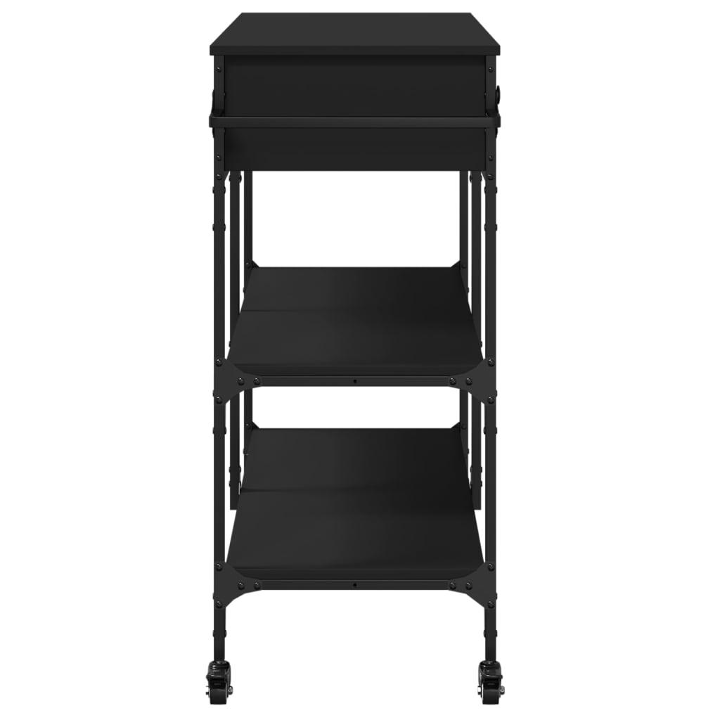 vidaXL Kitchen Trolley Black 41.3"x16.5"x37.4" Engineered Wood-15