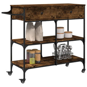 vidaXL Kitchen Trolley Black 41.3"x16.5"x37.4" Engineered Wood-8