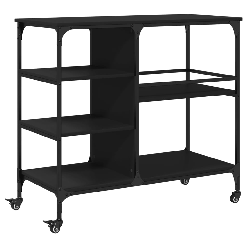 vidaXL Kitchen Trolley Black 39.4"x17.7"x35.2" Engineered Wood-1