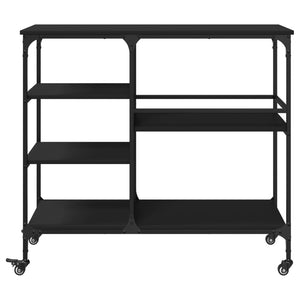 vidaXL Kitchen Trolley Black 39.4"x17.7"x35.2" Engineered Wood-12