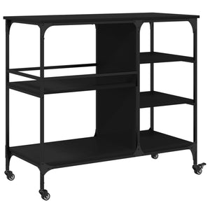 vidaXL Kitchen Trolley Black 39.4"x17.7"x35.2" Engineered Wood-13