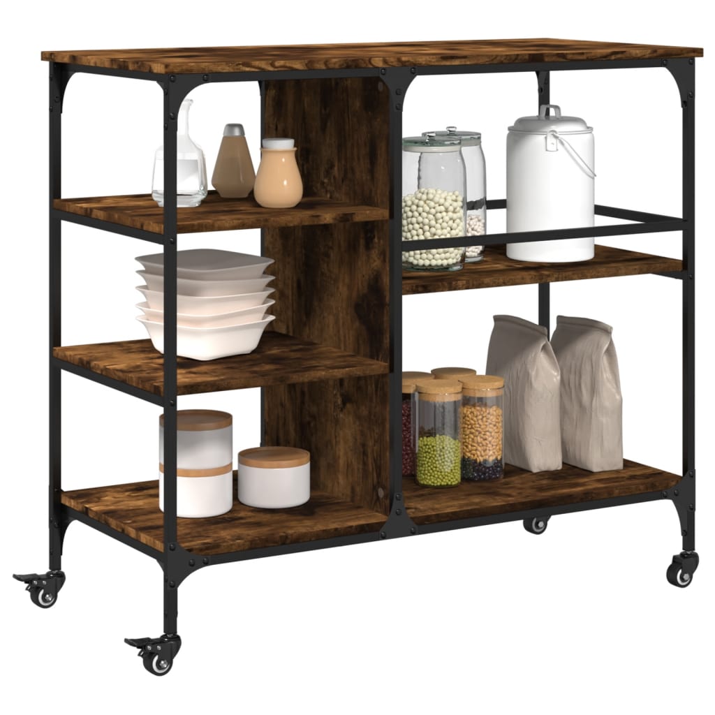 vidaXL Kitchen Trolley Black 39.4"x17.7"x35.2" Engineered Wood-2