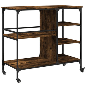 vidaXL Kitchen Trolley Black 39.4"x17.7"x35.2" Engineered Wood-10