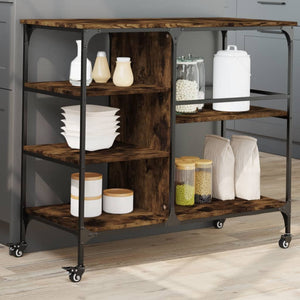 vidaXL Kitchen Trolley Black 39.4"x17.7"x35.2" Engineered Wood-15