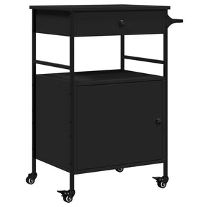 vidaXL Kitchen Trolley Black 22"x16.9"x35.2" Engineered Wood-0