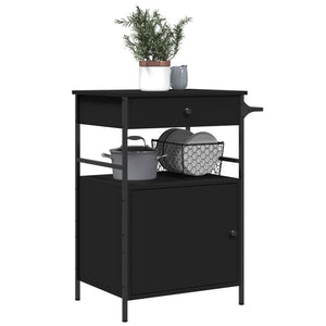 vidaXL Kitchen Trolley Black 22"x16.9"x35.2" Engineered Wood-5