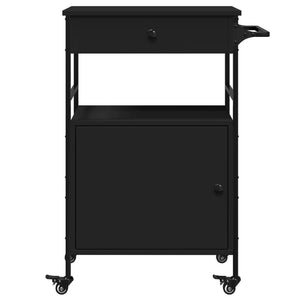 vidaXL Kitchen Trolley Black 22"x16.9"x35.2" Engineered Wood-8