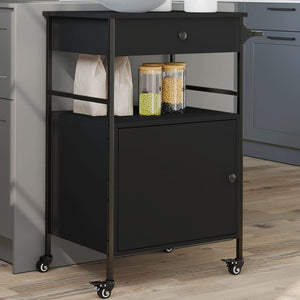 vidaXL Kitchen Trolley Black 22"x16.9"x35.2" Engineered Wood-1