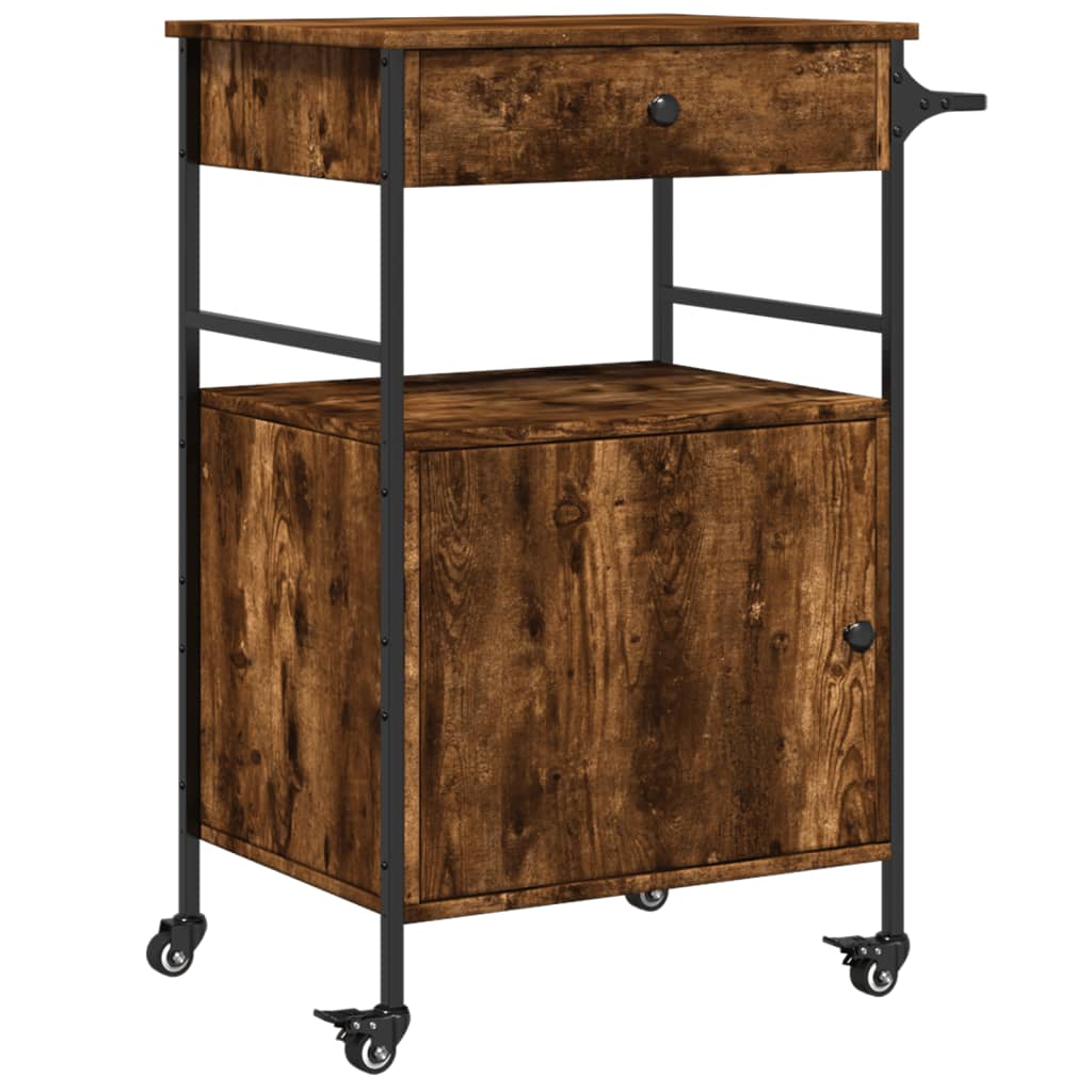 vidaXL Kitchen Trolley Black 22"x16.9"x35.2" Engineered Wood-9