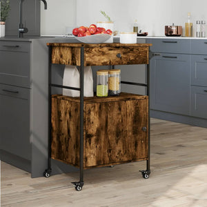 vidaXL Kitchen Trolley Black 22"x16.9"x35.2" Engineered Wood-12