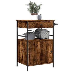 vidaXL Kitchen Trolley Black 22"x16.9"x35.2" Engineered Wood-13