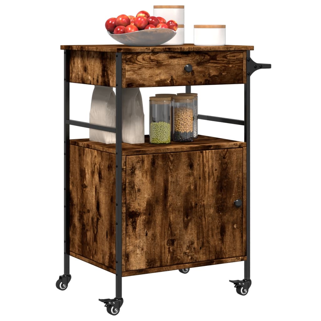 vidaXL Kitchen Trolley Black 22"x16.9"x35.2" Engineered Wood-14