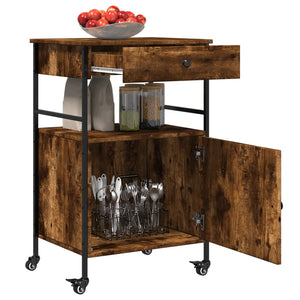 vidaXL Kitchen Trolley Black 22"x16.9"x35.2" Engineered Wood-15