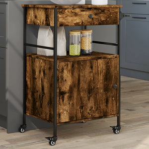 vidaXL Kitchen Trolley Black 22"x16.9"x35.2" Engineered Wood-10