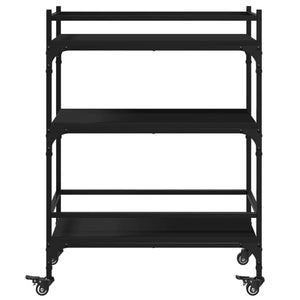 vidaXL Kitchen Trolley Black 25.6"x15.7"x34.1" Engineered Wood-5