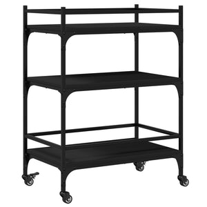 vidaXL Kitchen Trolley Black 25.6"x15.7"x34.1" Engineered Wood-6