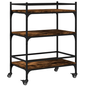 vidaXL Kitchen Trolley Black 25.6"x15.7"x34.1" Engineered Wood-7