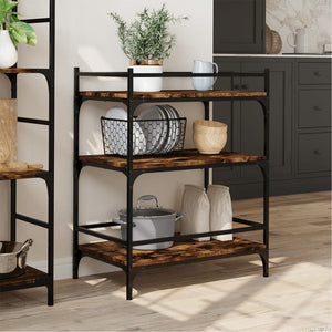 vidaXL Kitchen Trolley Black 25.6"x15.7"x34.1" Engineered Wood-10