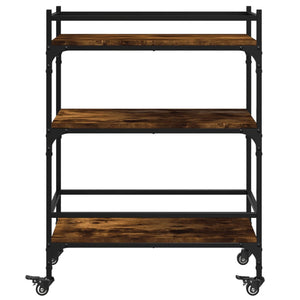 vidaXL Kitchen Trolley Black 25.6"x15.7"x34.1" Engineered Wood-12