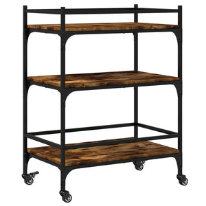 vidaXL Kitchen Trolley Black 25.6"x15.7"x34.1" Engineered Wood-13