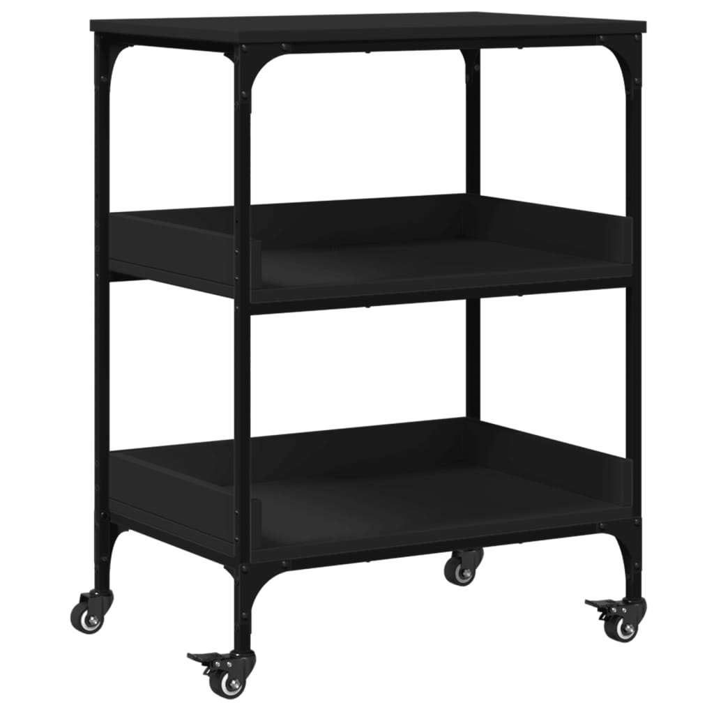 vidaXL Kitchen Trolley Black 23.6"x16.1"x31.7" Engineered Wood-0