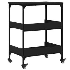 vidaXL Kitchen Trolley Black 23.6"x16.1"x31.7" Engineered Wood-8