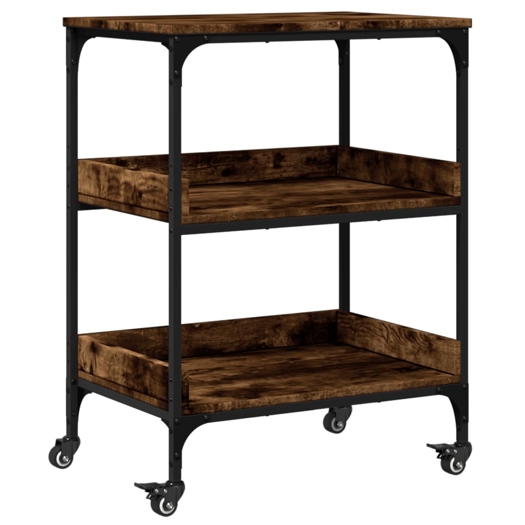 vidaXL Kitchen Trolley Black 23.6"x16.1"x31.7" Engineered Wood-9