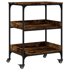 vidaXL Kitchen Trolley Black 23.6"x16.1"x31.7" Engineered Wood-9