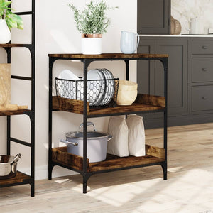 vidaXL Kitchen Trolley Black 23.6"x16.1"x31.7" Engineered Wood-12