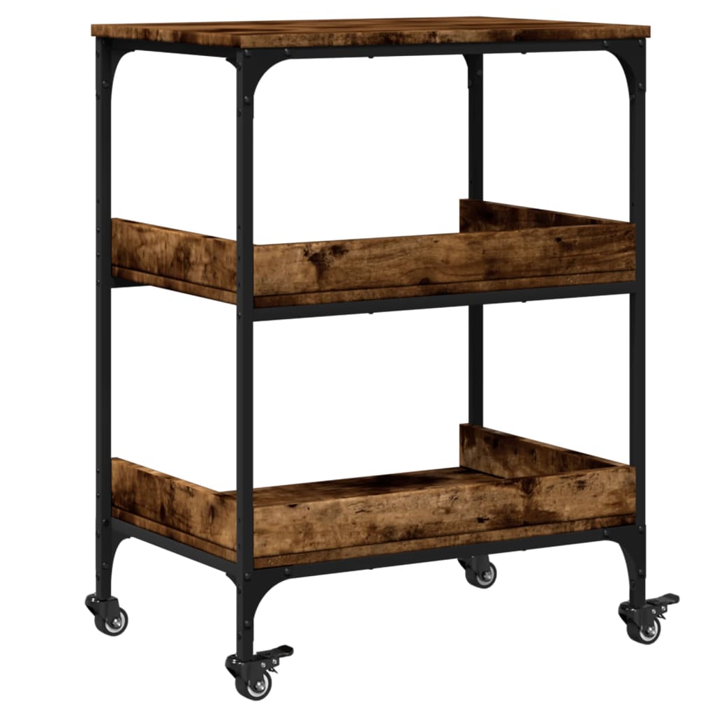 vidaXL Kitchen Trolley Black 23.6"x16.1"x31.7" Engineered Wood-15