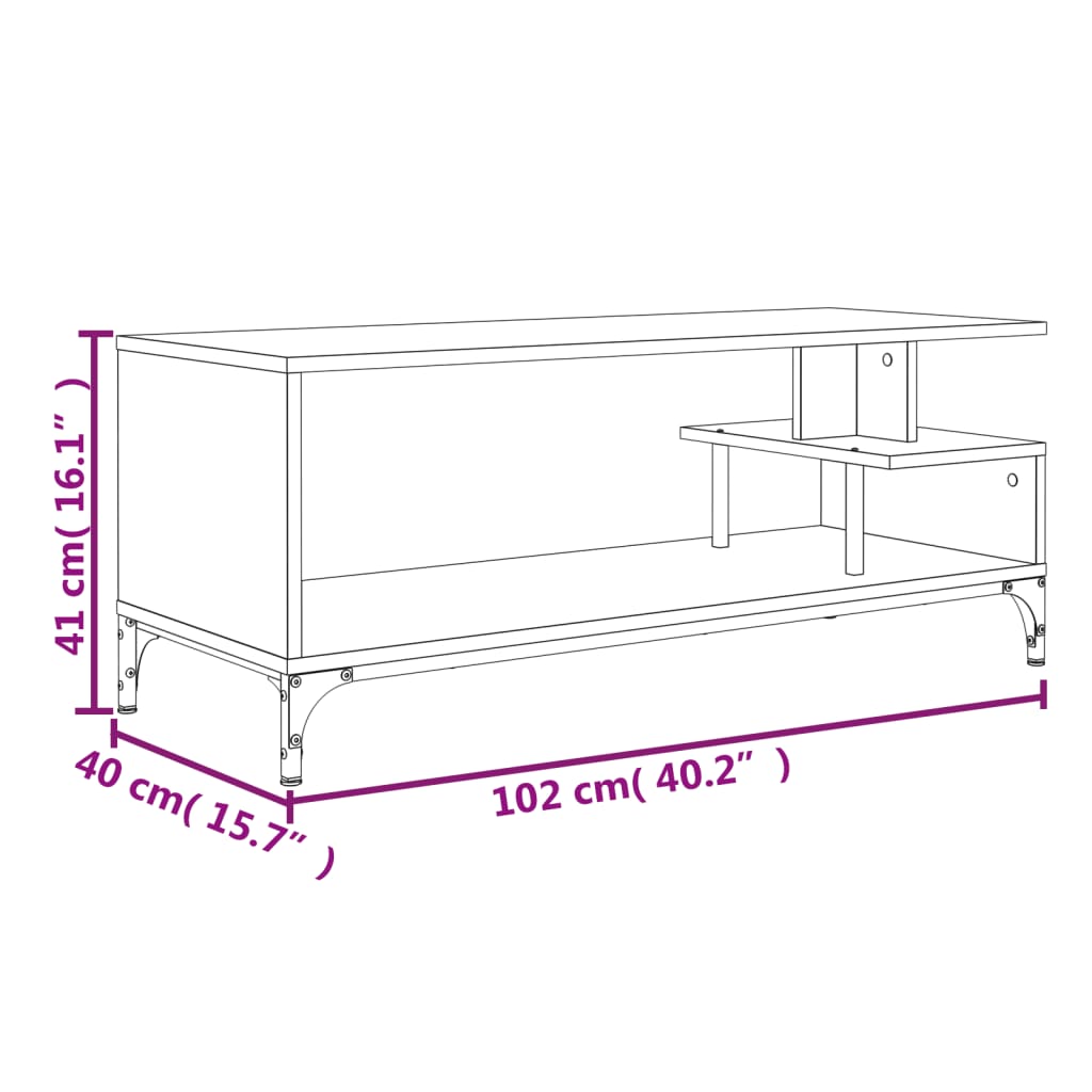 vidaXL TV Stand Storage Furniture Engineered Wood and Powder-coated Steel-7