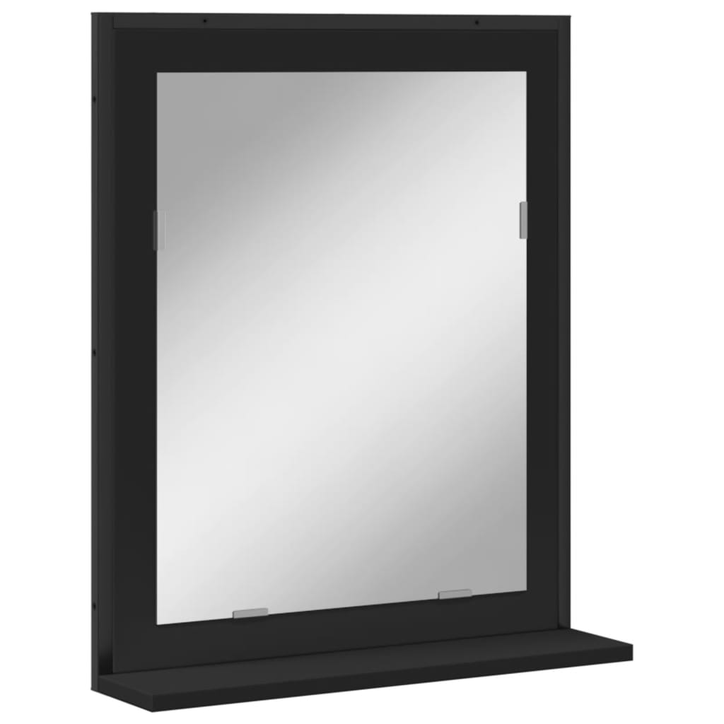 vidaXL Bathroom Mirror with Shelf Black 19.7"x4.7"x23.6" Engineered Wood-0