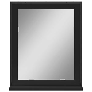 vidaXL Bathroom Mirror with Shelf Black 19.7"x4.7"x23.6" Engineered Wood-4