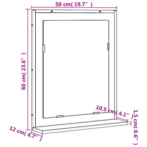 vidaXL Bathroom Mirror with Shelf Black 19.7"x4.7"x23.6" Engineered Wood-3