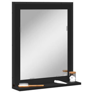 vidaXL Bathroom Mirror with Shelf Black 19.7"x4.7"x23.6" Engineered Wood-1