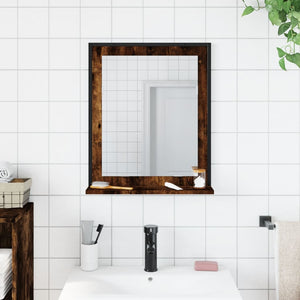 vidaXL Bathroom Mirror with Shelf Black 19.7"x4.7"x23.6" Engineered Wood-10