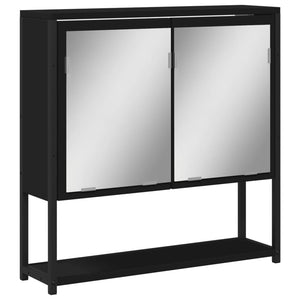 vidaXL Bathroom Mirror Cabinet Black 23.6"x6.3"x23.6" Engineered Wood-0