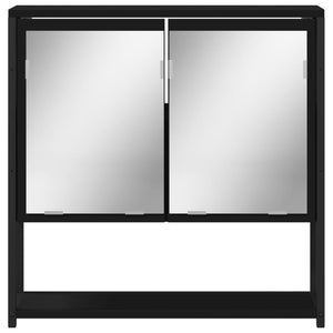 vidaXL Bathroom Mirror Cabinet Black 23.6"x6.3"x23.6" Engineered Wood-4