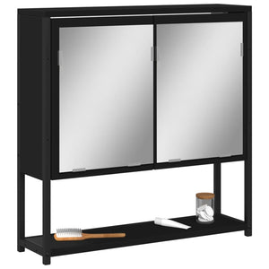 vidaXL Bathroom Mirror Cabinet Black 23.6"x6.3"x23.6" Engineered Wood-1