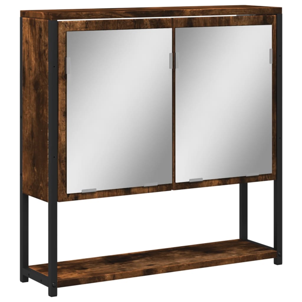 vidaXL Bathroom Mirror Cabinet Black 23.6"x6.3"x23.6" Engineered Wood-8