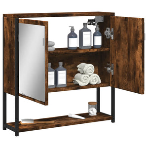 vidaXL Bathroom Mirror Cabinet Black 23.6"x6.3"x23.6" Engineered Wood-12