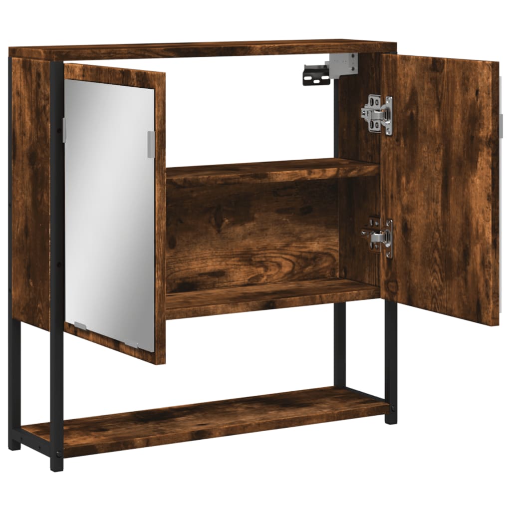 vidaXL Bathroom Mirror Cabinet Black 23.6"x6.3"x23.6" Engineered Wood-14