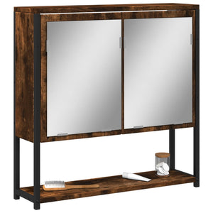 vidaXL Bathroom Mirror Cabinet Black 23.6"x6.3"x23.6" Engineered Wood-9