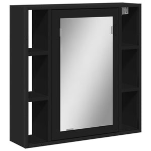 vidaXL Bathroom Mirror Cabinet Black 23.6"x6.3"x23.6" Engineered Wood-0