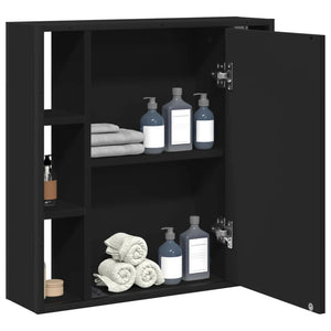 vidaXL Bathroom Mirror Cabinet Black 23.6"x6.3"x23.6" Engineered Wood-4