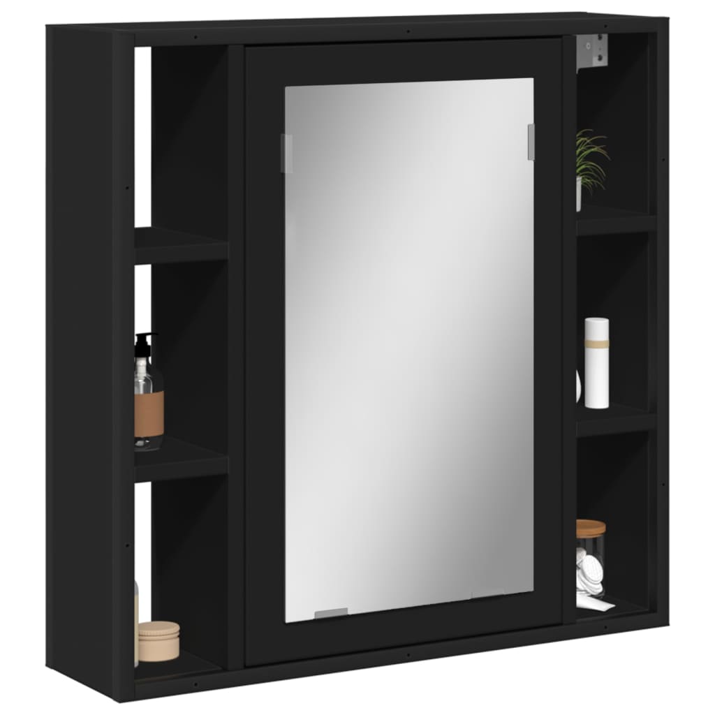 vidaXL Bathroom Mirror Cabinet Black 23.6"x6.3"x23.6" Engineered Wood-1